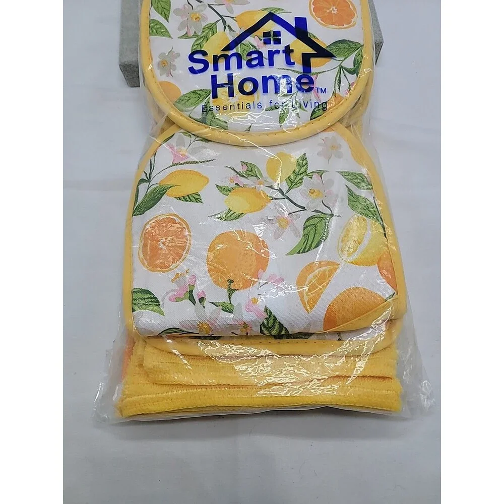 New Smart Home Essentials for Living Yellow Lemons 7 Piece Kitchen Gift Set Vtg